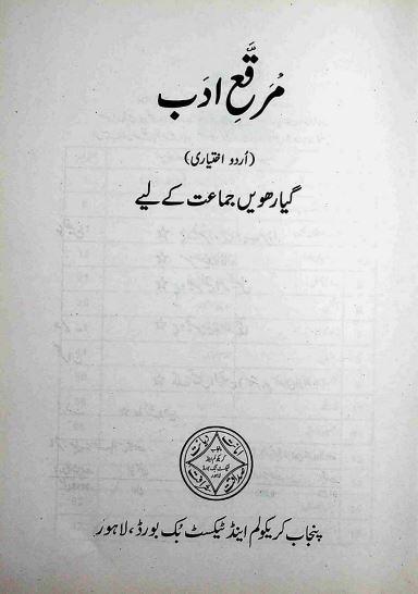 11th Muraqa e Adab (Urdu) Punjab Textbook PDF