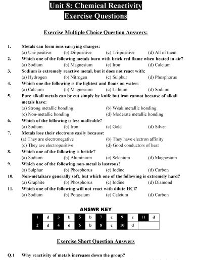 9th Class Chemistry (EM) Chap 8 Notes PDF